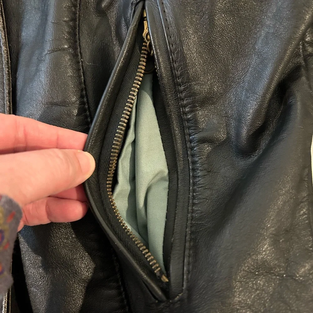 Vintage Brown Leather Motorcycle Jacket USA Made Size 42 Cafe Racer Distressed